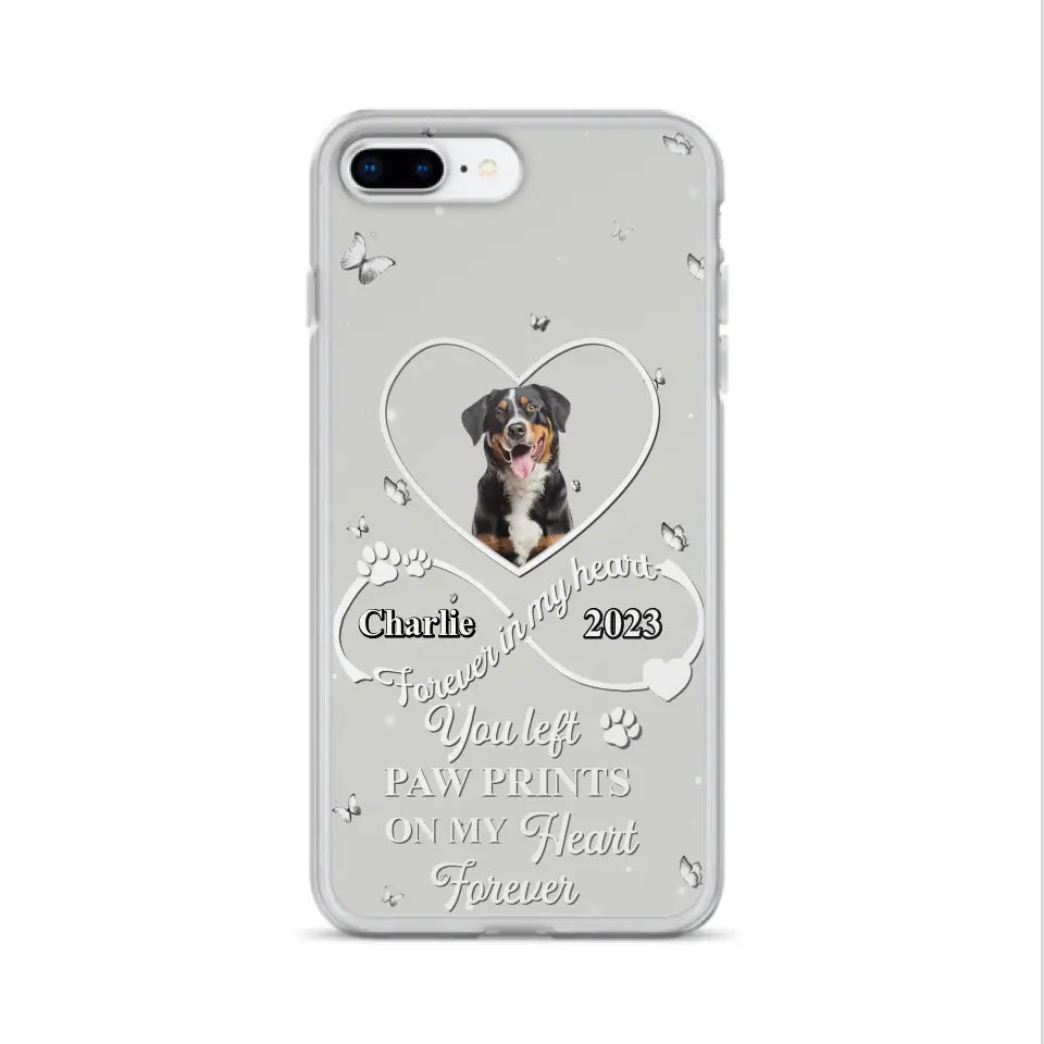 Personalized Memorial Phone Case - Upload Photo - Memorial Gift Idea For Pet Lover - You left paw prints on my heart forever - Case For iPhone/Samsung