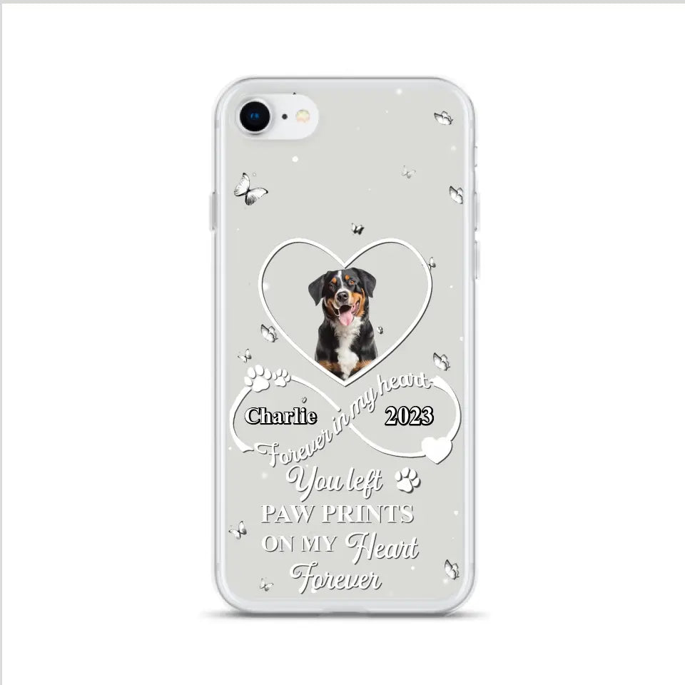 Personalized Memorial Phone Case - Upload Photo - Memorial Gift Idea For Pet Lover - You left paw prints on my heart forever - Case For iPhone/Samsung