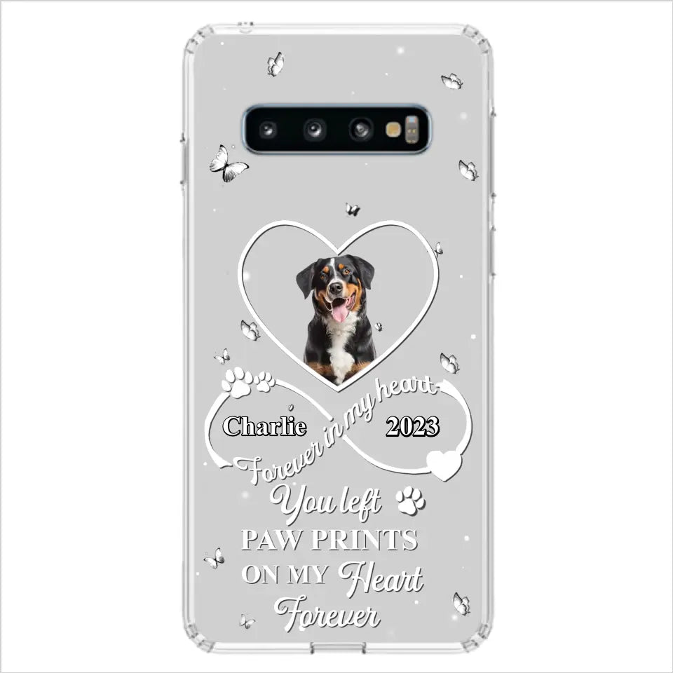 Personalized Memorial Phone Case - Upload Photo - Memorial Gift Idea For Pet Lover - You left paw prints on my heart forever - Case For iPhone/Samsung
