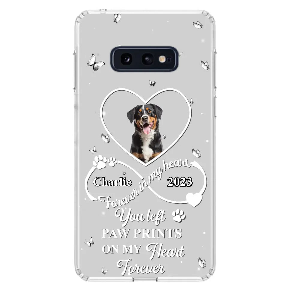 Personalized Memorial Phone Case - Upload Photo - Memorial Gift Idea For Pet Lover - You left paw prints on my heart forever - Case For iPhone/Samsung