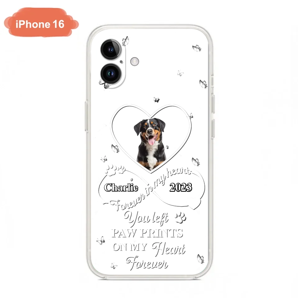 Personalized Memorial Phone Case - Upload Photo - Memorial Gift Idea For Pet Lover - You left paw prints on my heart forever - Case For iPhone/Samsung