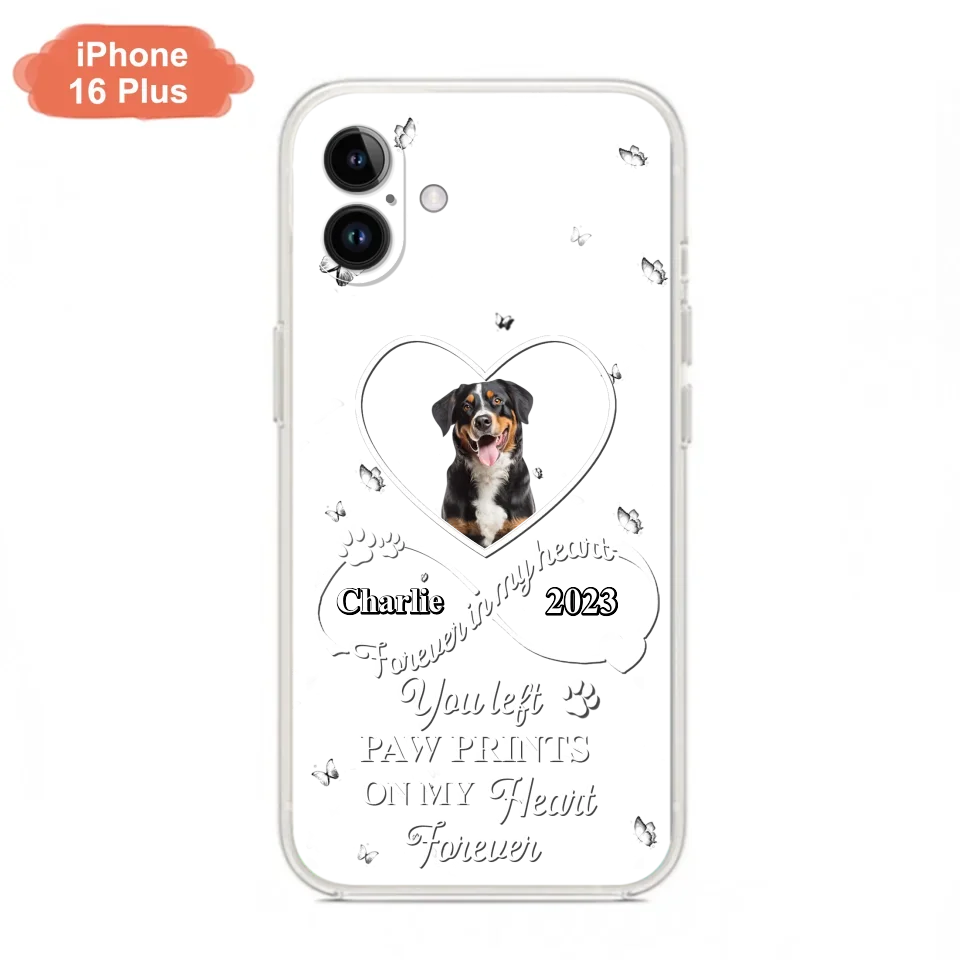 Personalized Memorial Phone Case - Upload Photo - Memorial Gift Idea For Pet Lover - You left paw prints on my heart forever - Case For iPhone/Samsung